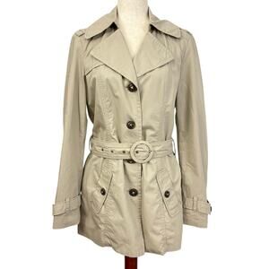 Esprit Beige Belted Cotton Trench Coat Size 8 Classic Lightweight All Purpose